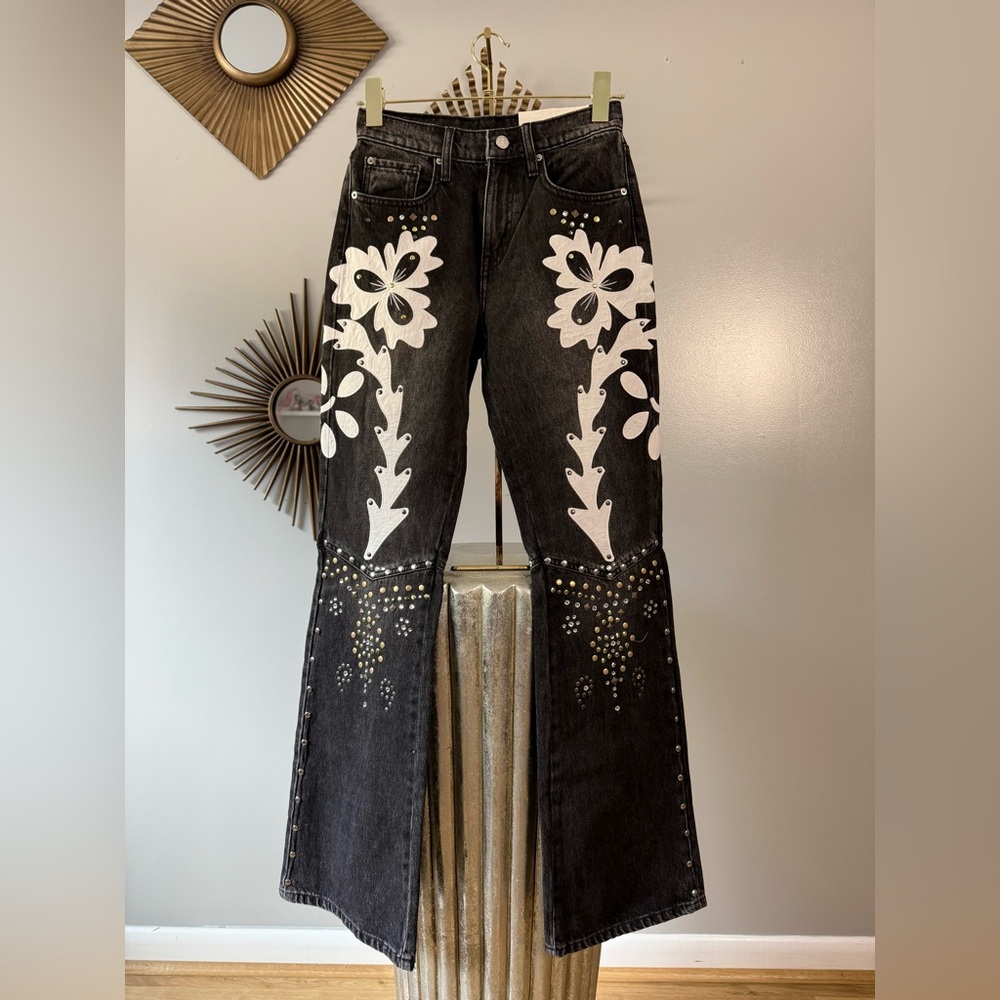 BDG - Black Floral Flare Jeans